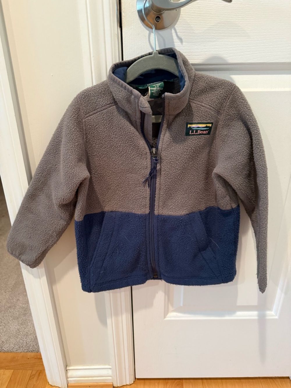 L.L. Bean Kids Two-Tone Gray and Navy Fleece Jacket